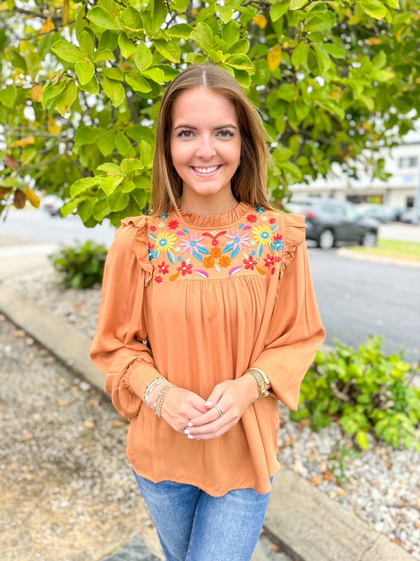 Camel Moch Neck Josie Top