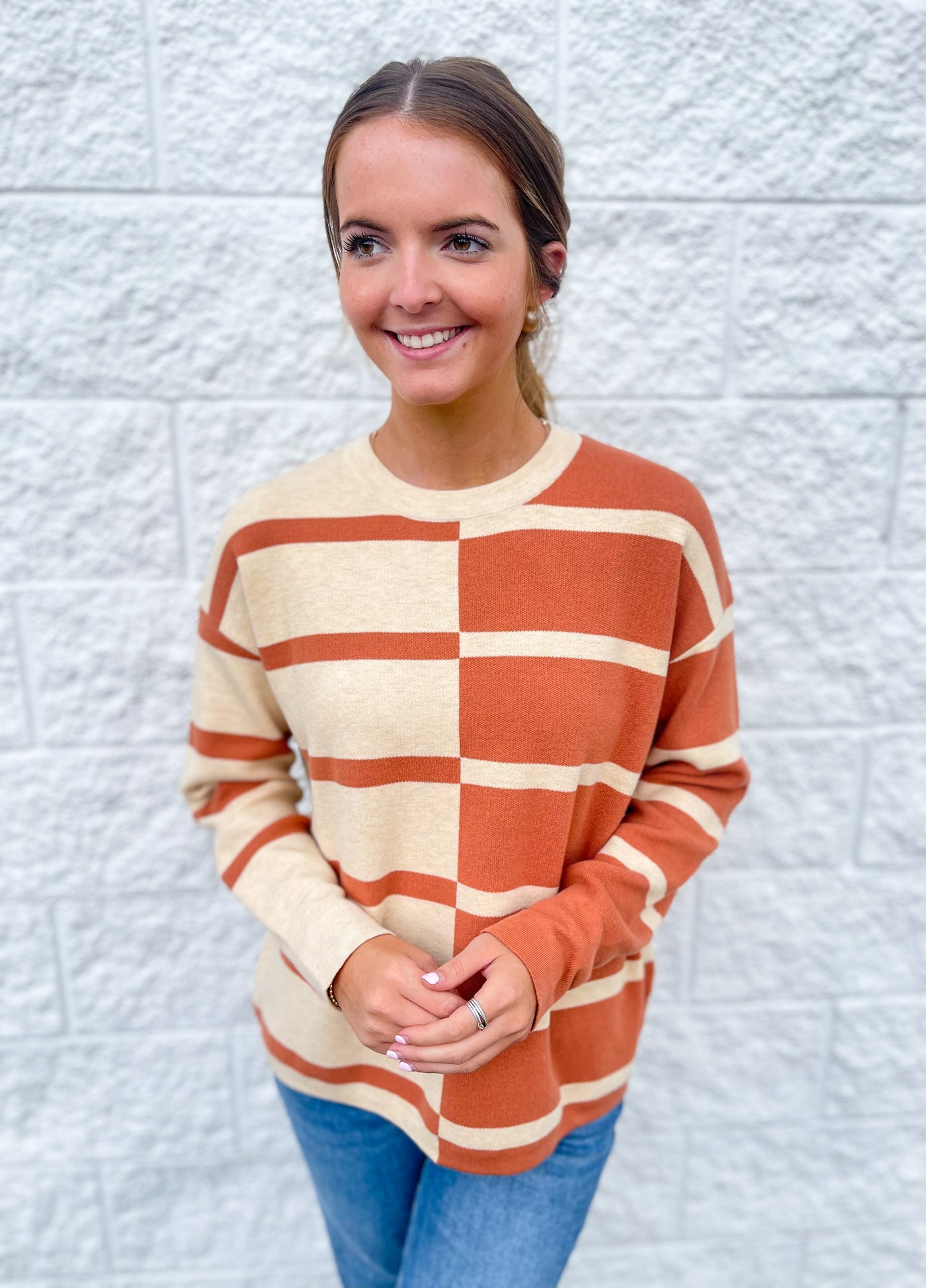 Terra Cotta Color block Melinda Sweater