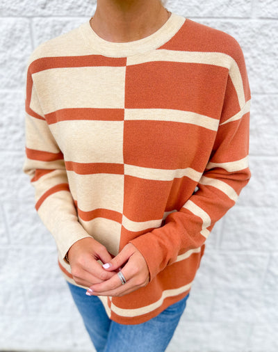 Terra Cotta Color block Melinda Sweater