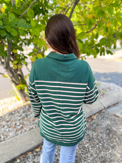 Forest Green Stripe Top