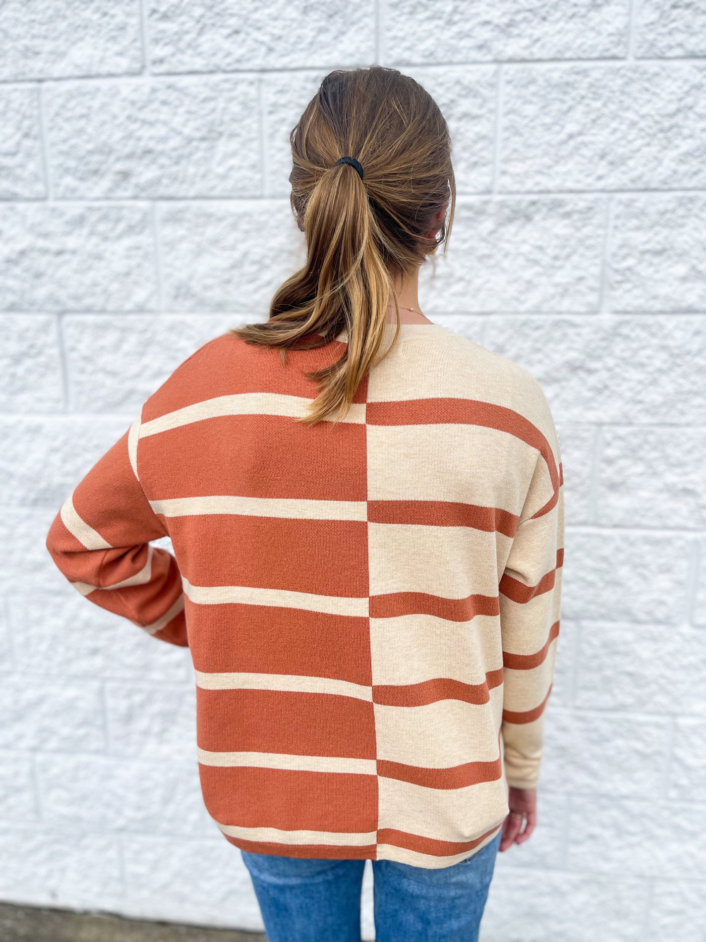 Terra Cotta Color block Melinda Sweater