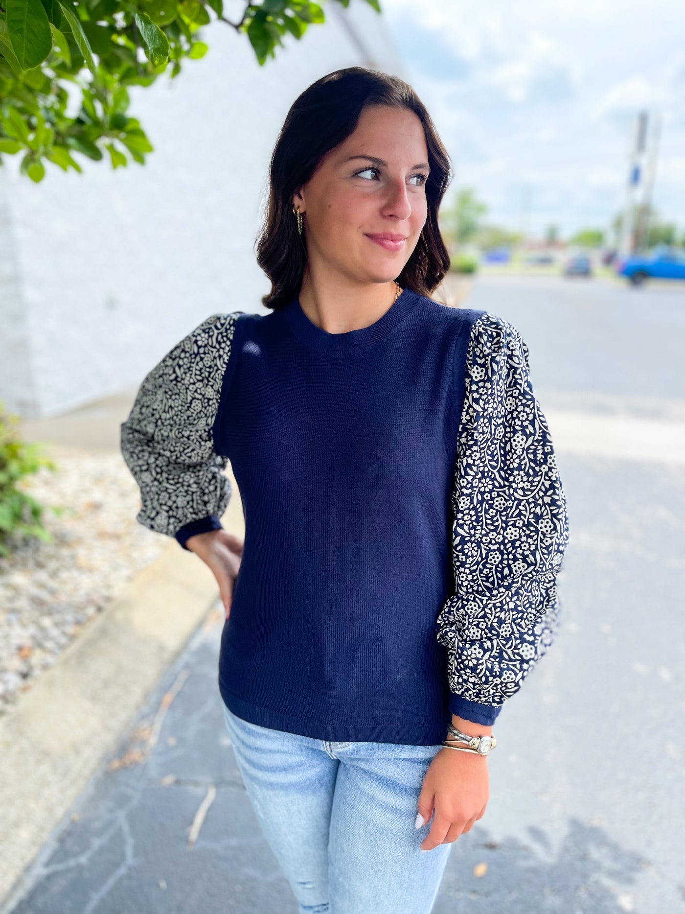 Navy 3 Qtr Sleeve Izzy Top