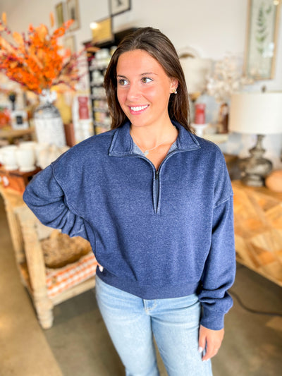 Navy Myriam Zip Sweatshirt