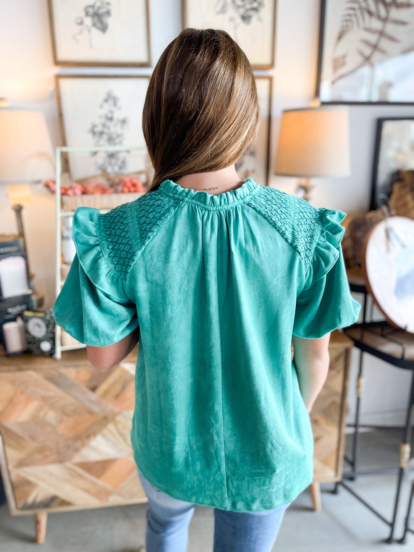 Jade Smocked Top