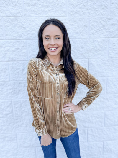 Taupe Textured Velvet Top