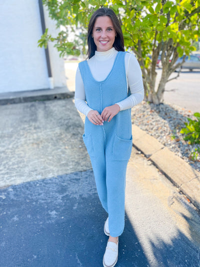 Blue Crocheted Jumpsuit