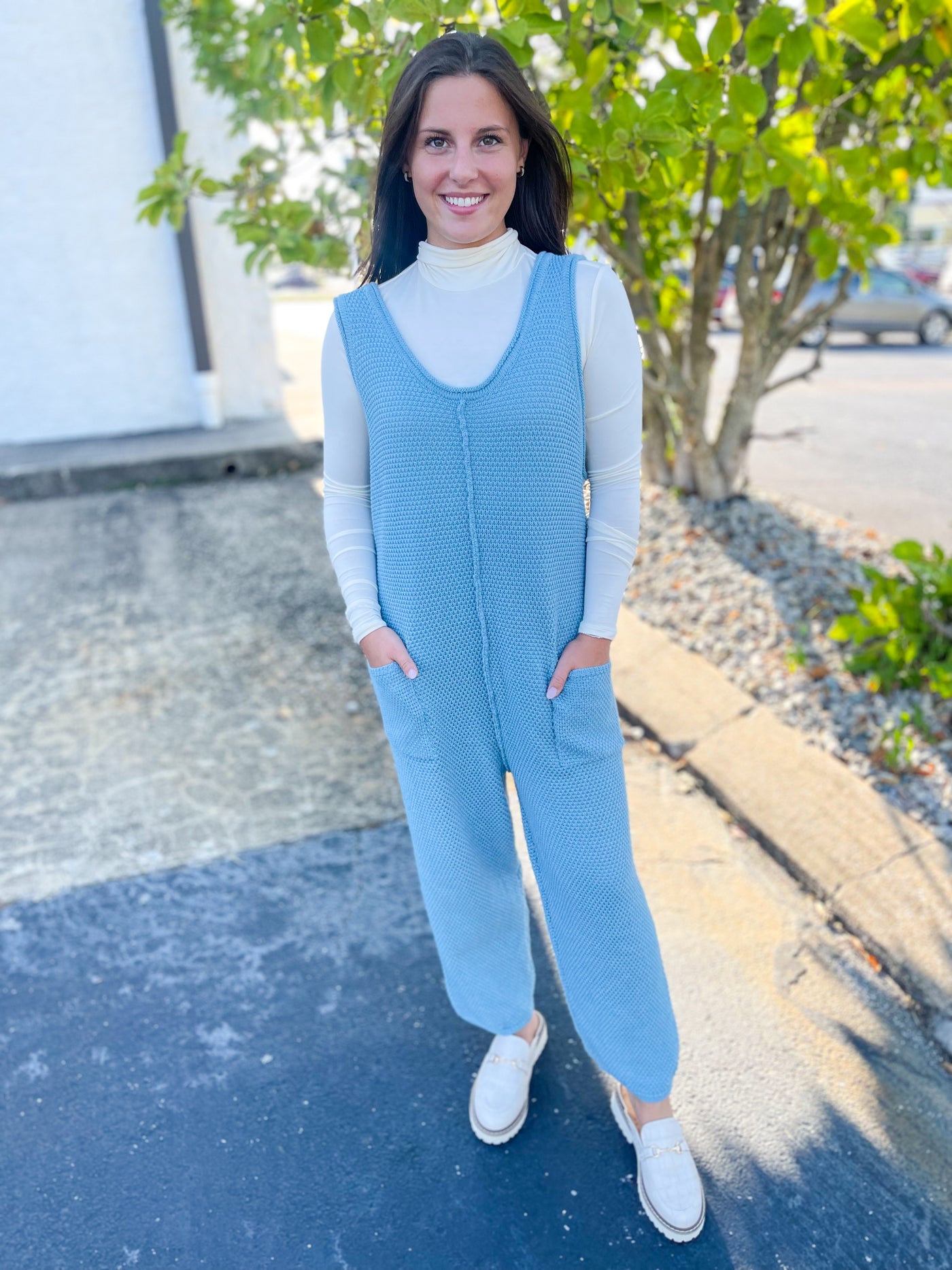 Blue Crocheted Jumpsuit