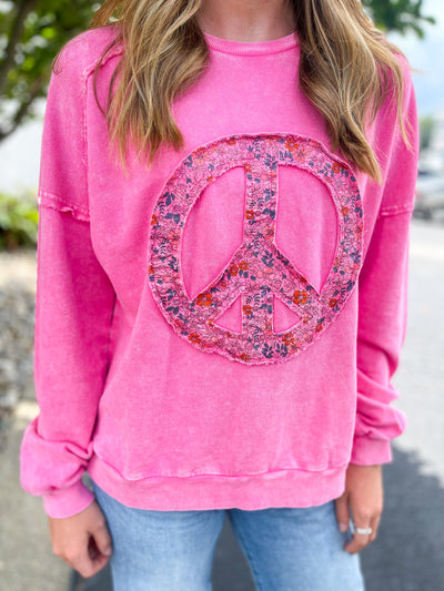 Cotton Candy Easel Peace Sign Pullover