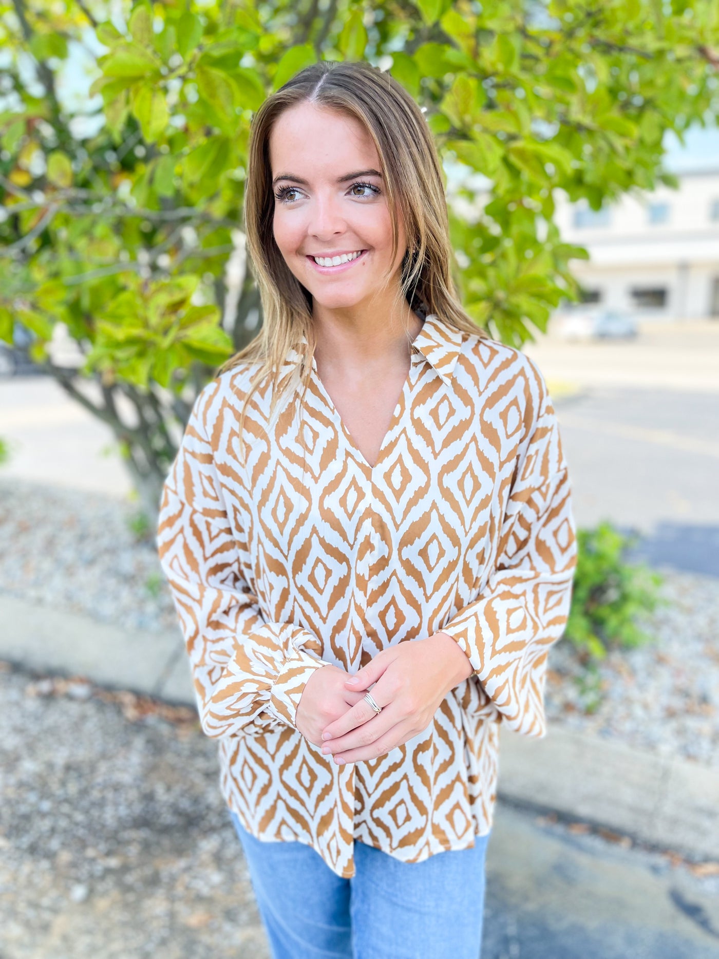 Taupe Print Shawna Top