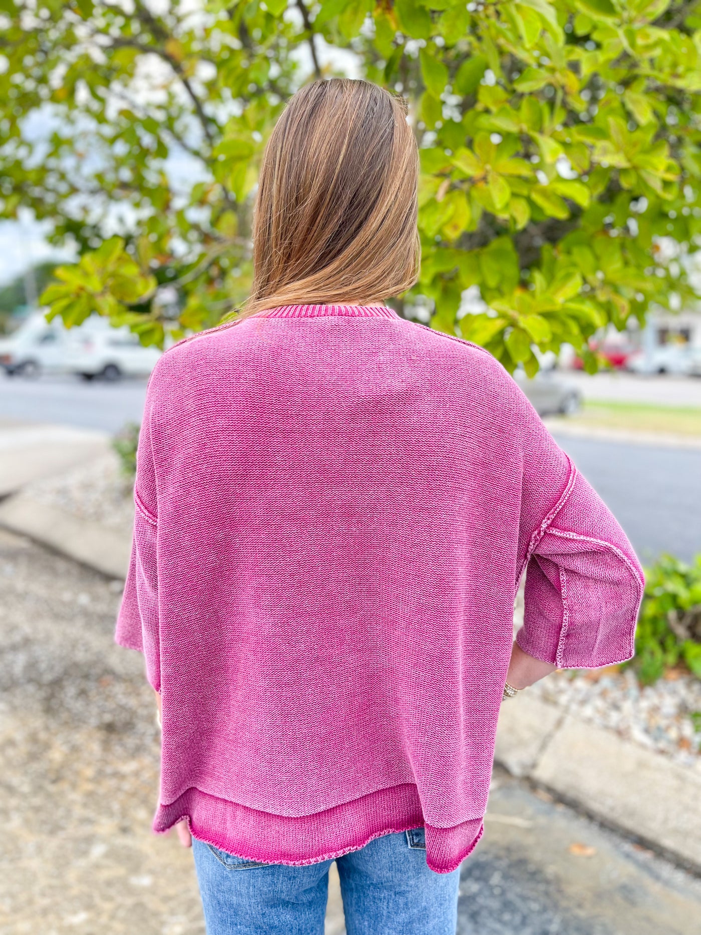 Boysenberry Half Sleeve Avery Sweater