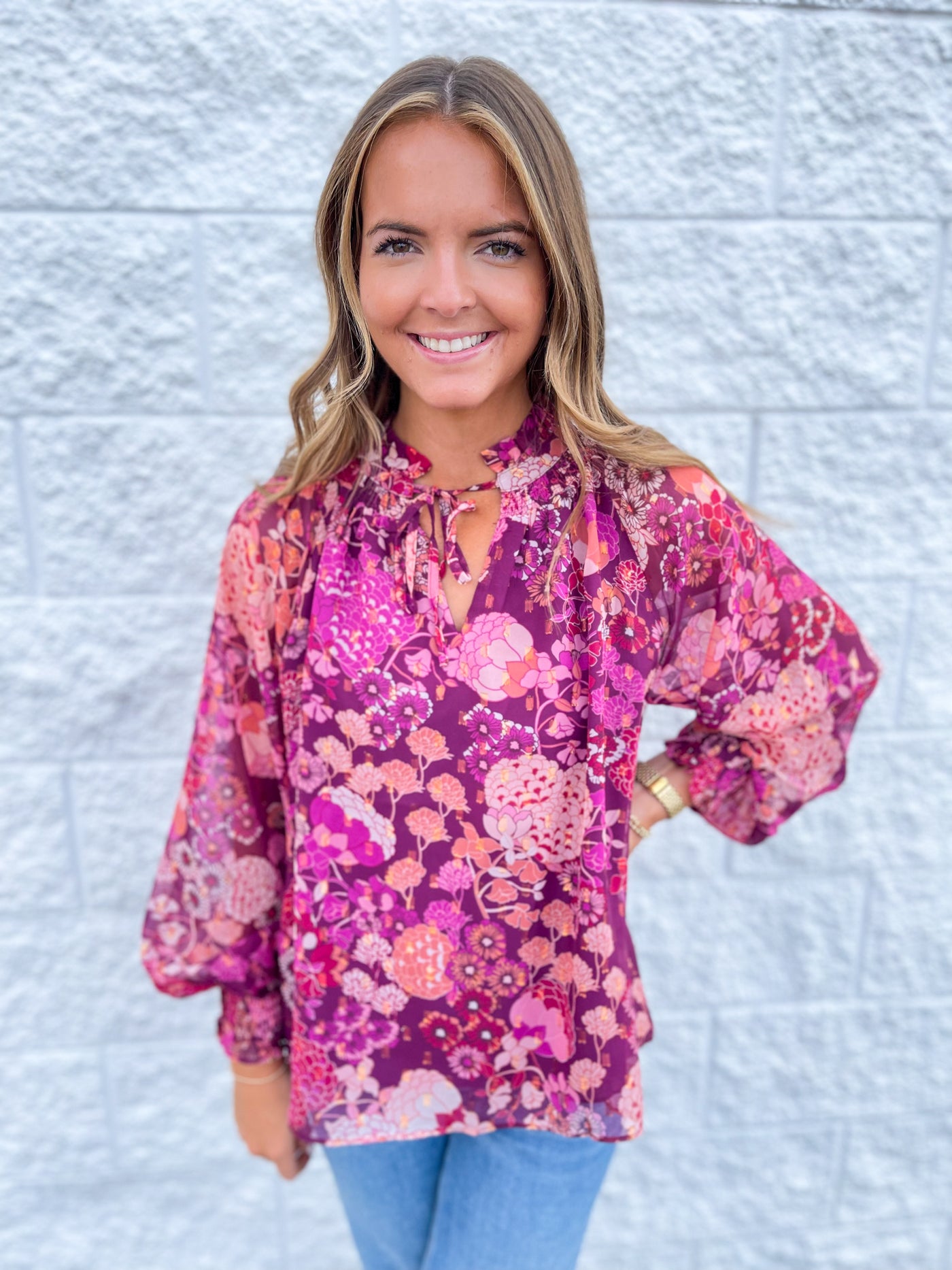 Maroon Multi Gracelynn Blouse