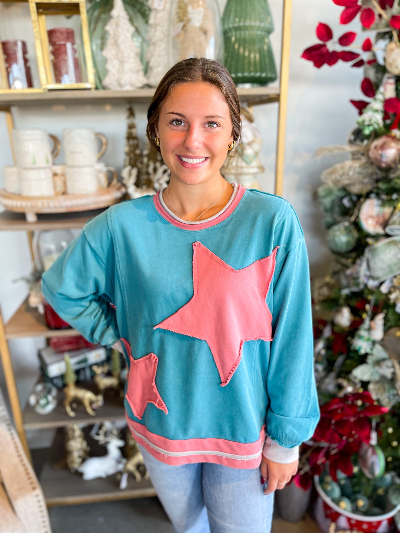 Jodifl Teal Star Top