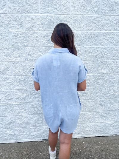 Sky Blue Gauze Ember Romper