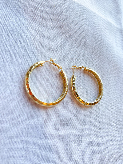 Sasha Hammered Texture Metal Hoops